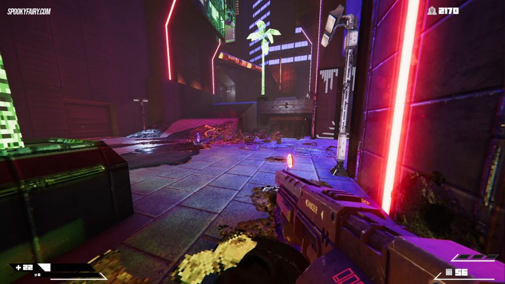 Beautiful retro Cyberpunk environment in Turb Overkill game