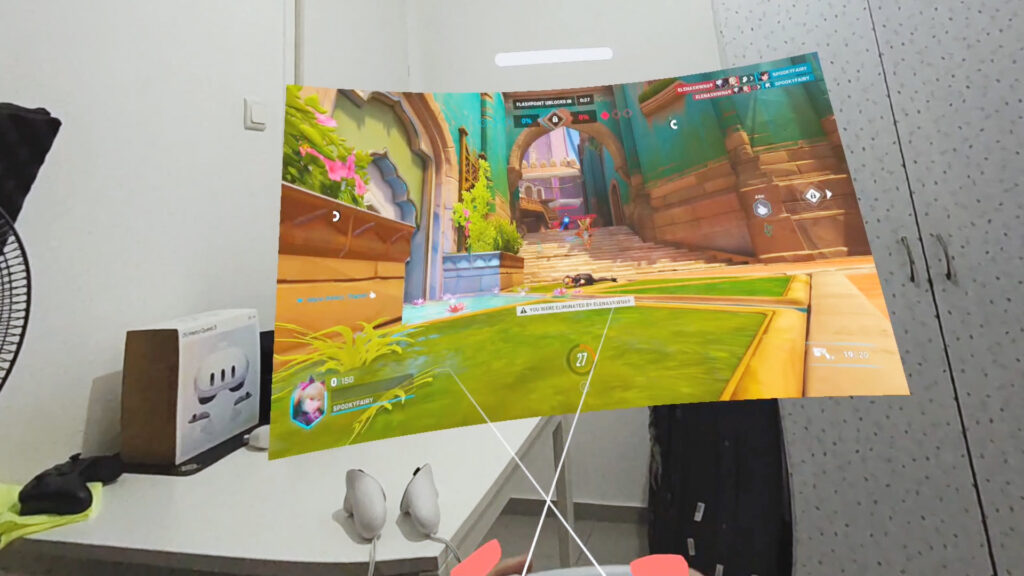 Playing Overwatch 2 on Meta Quest 3 in mixed reality