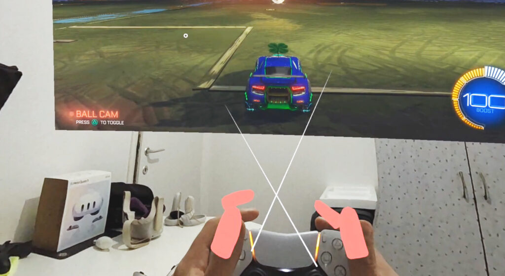 Playing Rocket League on the Quest 3 in Mixed Reality